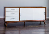Flair 64" Acorn and White Mid Century Mod TV Console